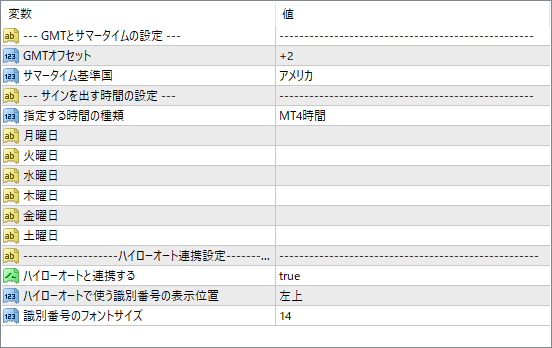 パラメータ画面