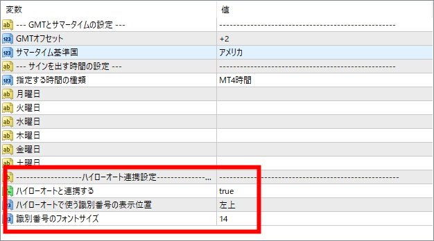 MT4パラメータ画面