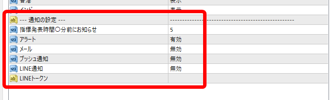 MT4経済指標の通知の設定