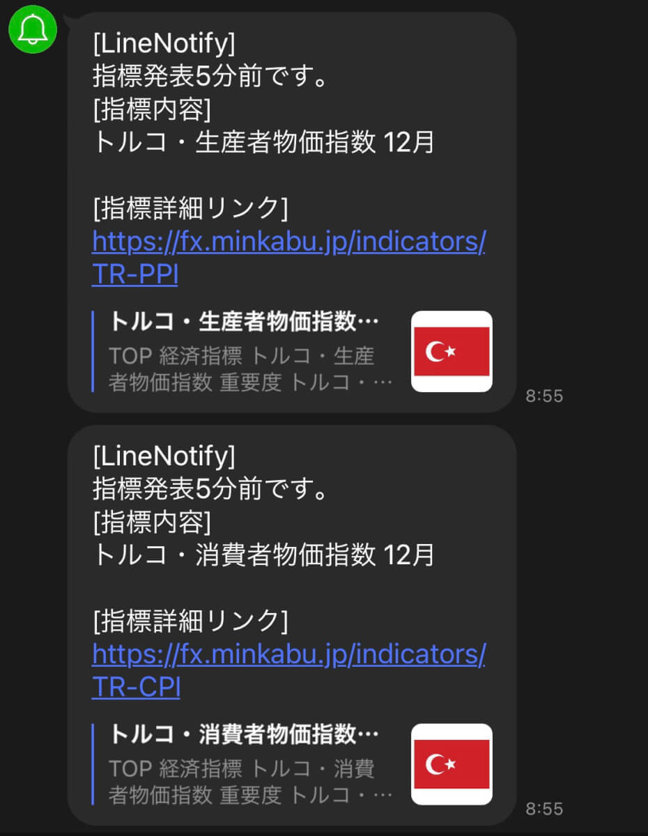 経済指標をLINEで通知
